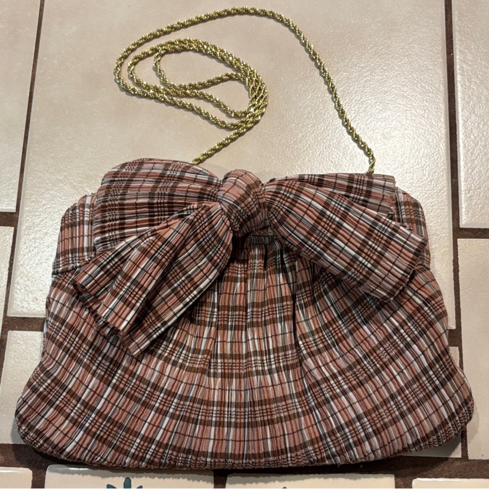 Rayne Pink Plaid Bow Clutch